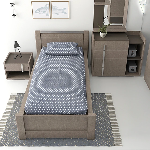 Bedroom Furniture Set with Modern Fabric Finish (2)