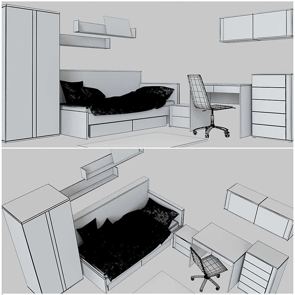 Childroom Furniture Set with Graphic Yellow Accents (2)
