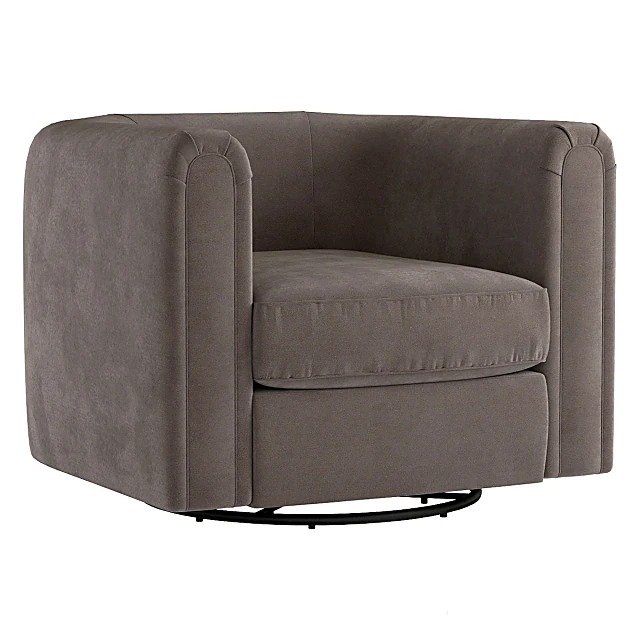 Upholstered Swivel Barrel Club Armchair