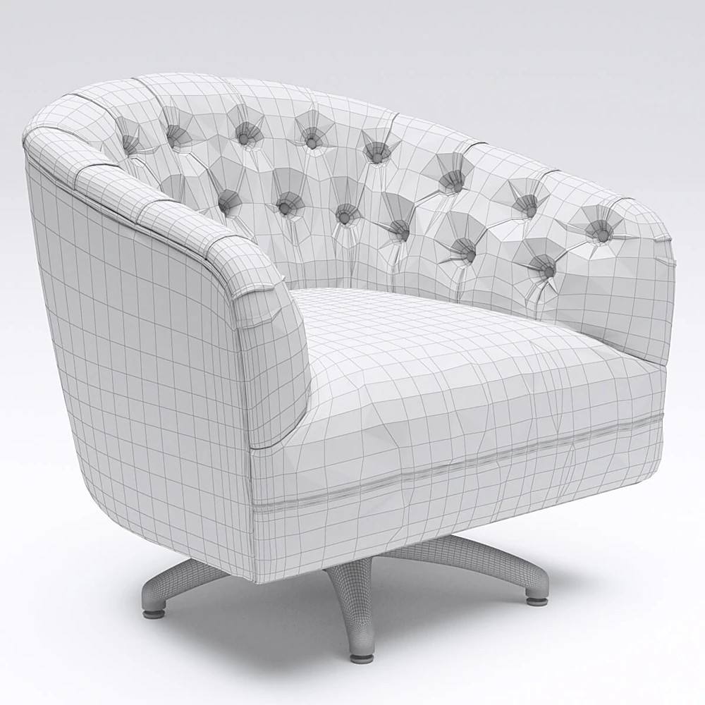 Swivel Armchair with Tufted Back and Gold Base (2)