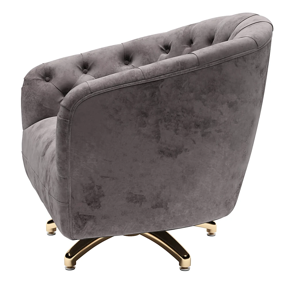 Swivel Armchair with Tufted Back and Gold Base (3)