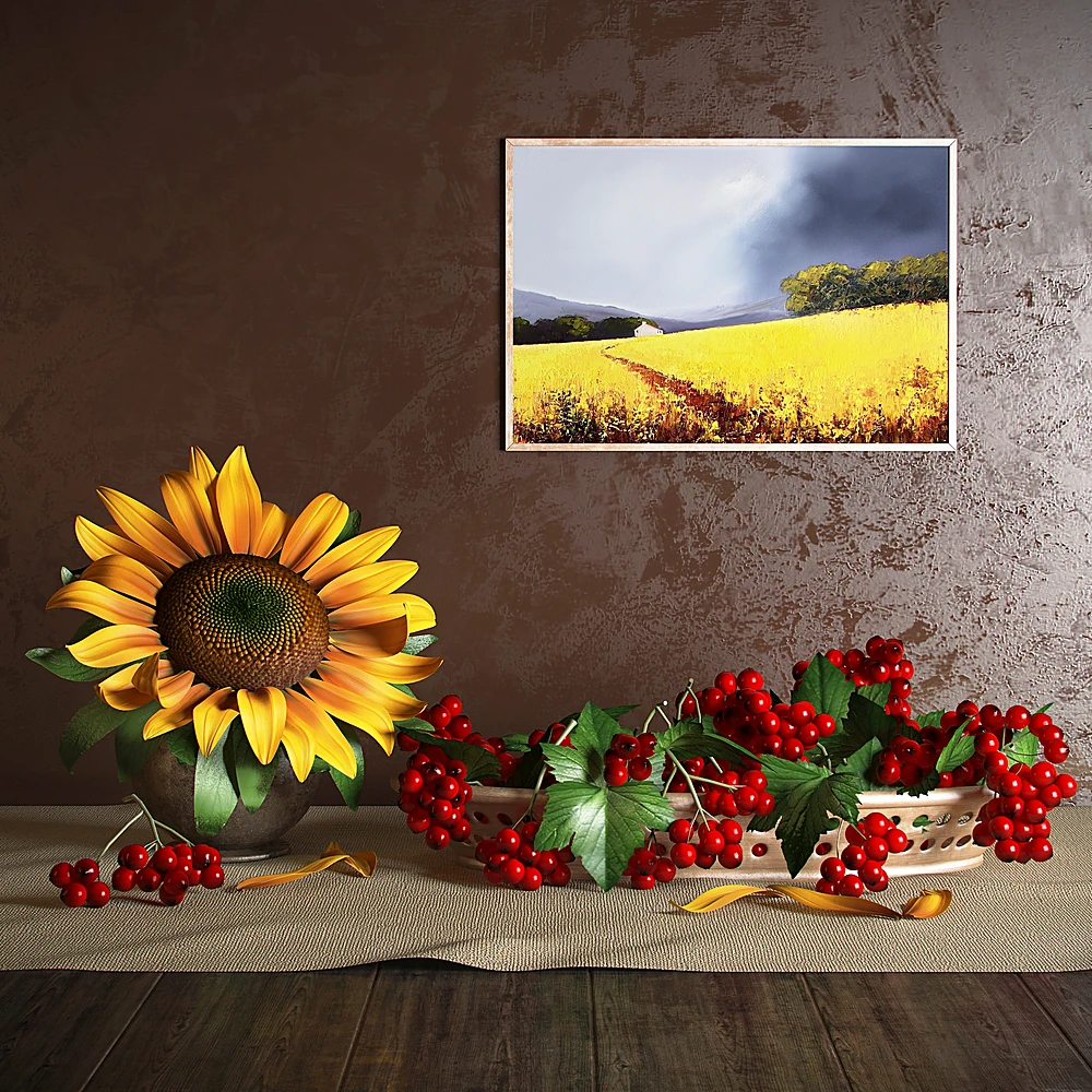 Decorative Set with Sunflower and Currants