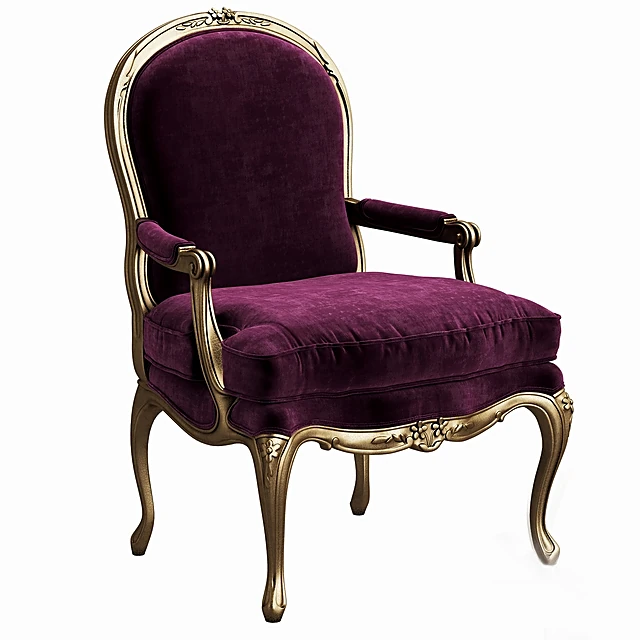 18th Century French Painted Fauteuil with Velvet Upholstery