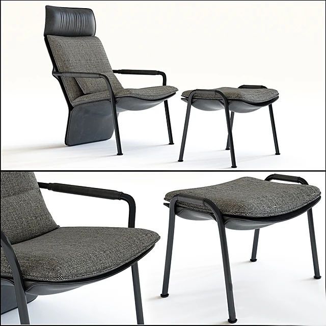 Armchair and Pouf Arabesque by Poltrona Frau