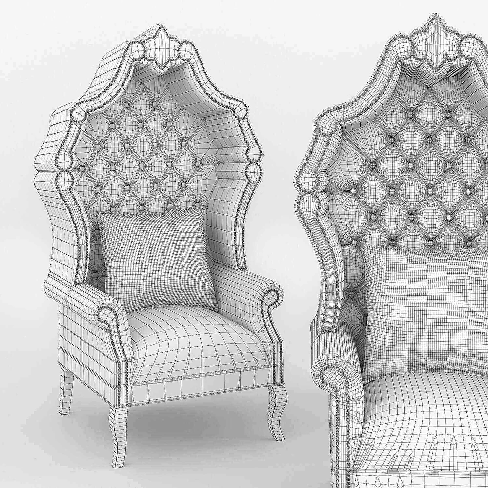 Armchair with Tufted Velvet and Nailhead Trim (2)