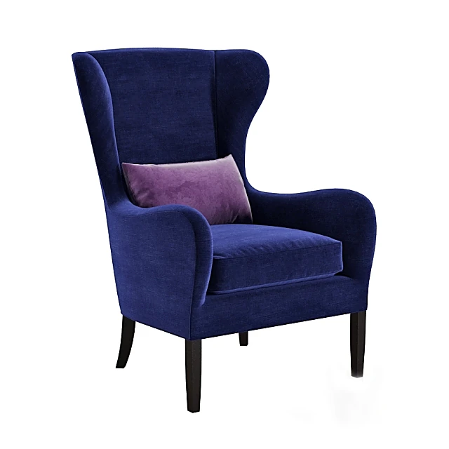 Classic Wing Armchair in Blue Velvet