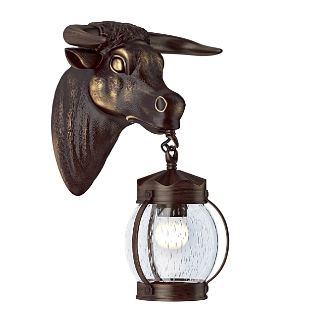 Bull Head Wall Light with Aged Bronze Finish