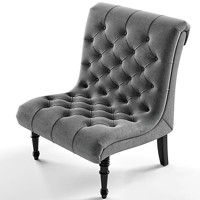 Modern Tufted Gray Linen Lounge Chair
