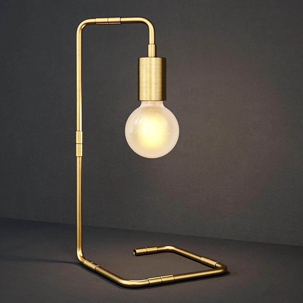Table Lamp with Brushed Brass Tubing