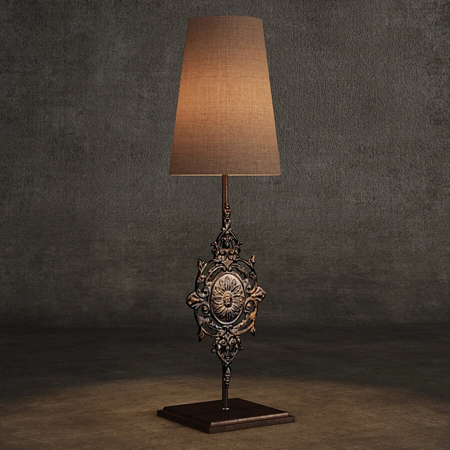 Table Lamp with Ornate Metal Base