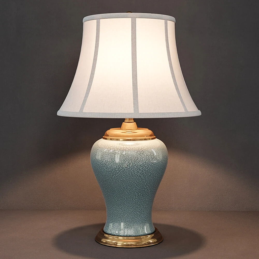 Table lamp with Crackle Glaze and Brass Accents