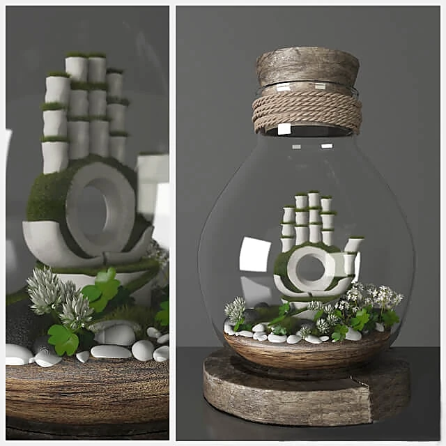 Decorative Florarium with Stylized Hand and Moss