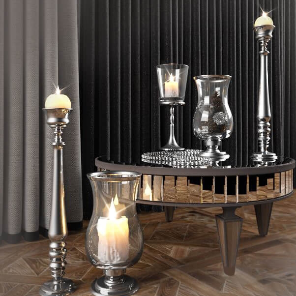 Table Mirror and Candlesticks Garda Decor - Download the 3D Model ...