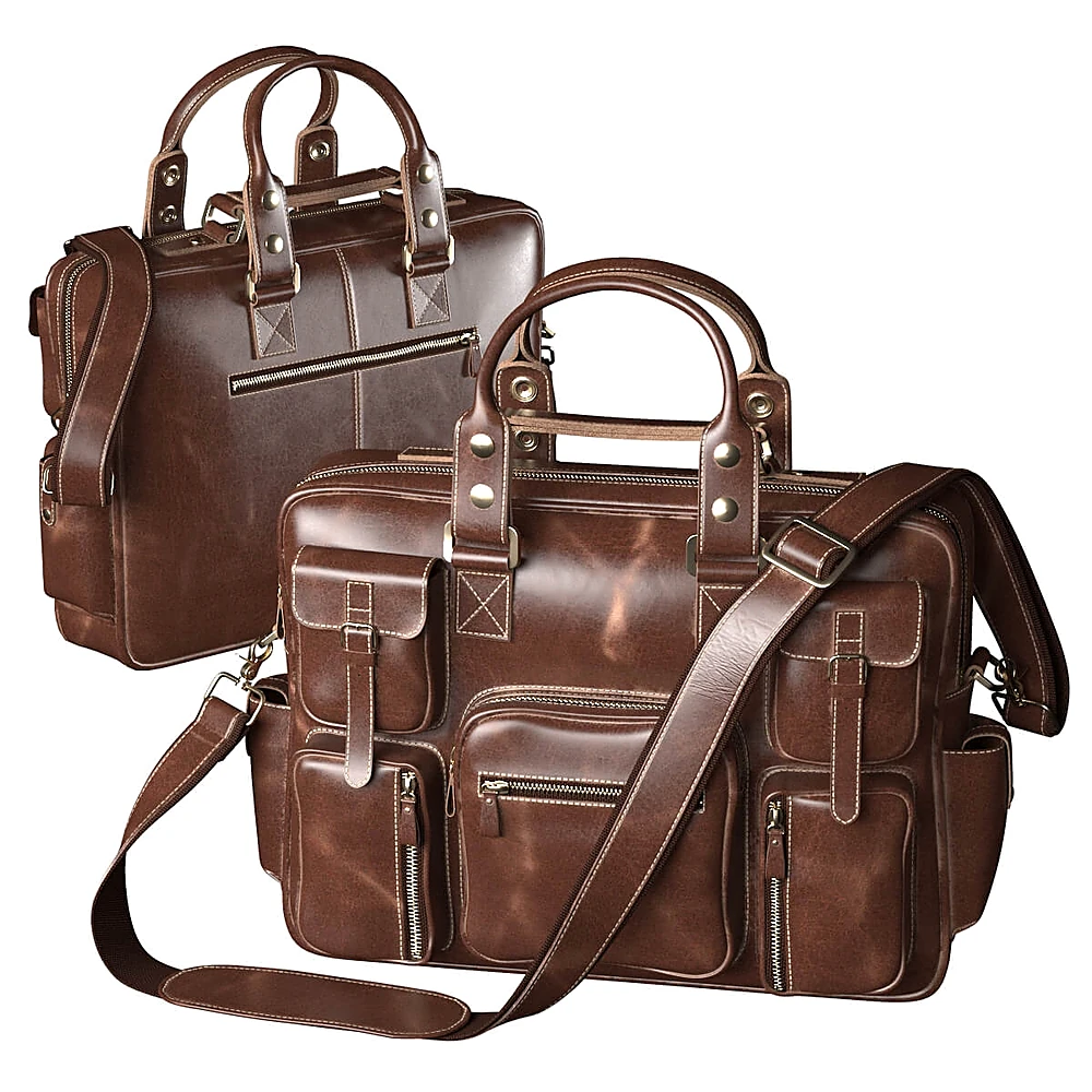 Men's Leather Bag with Multiple Pockets