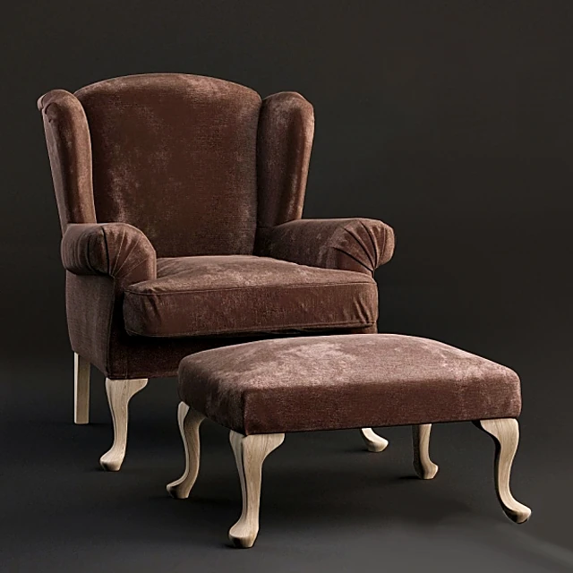 Armchair with Pouf Ascension Georges by Latorre
