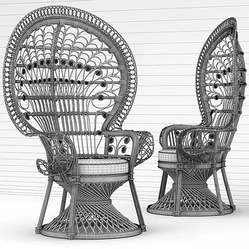 Armchair with Woven Rattan Peacock Style (3)