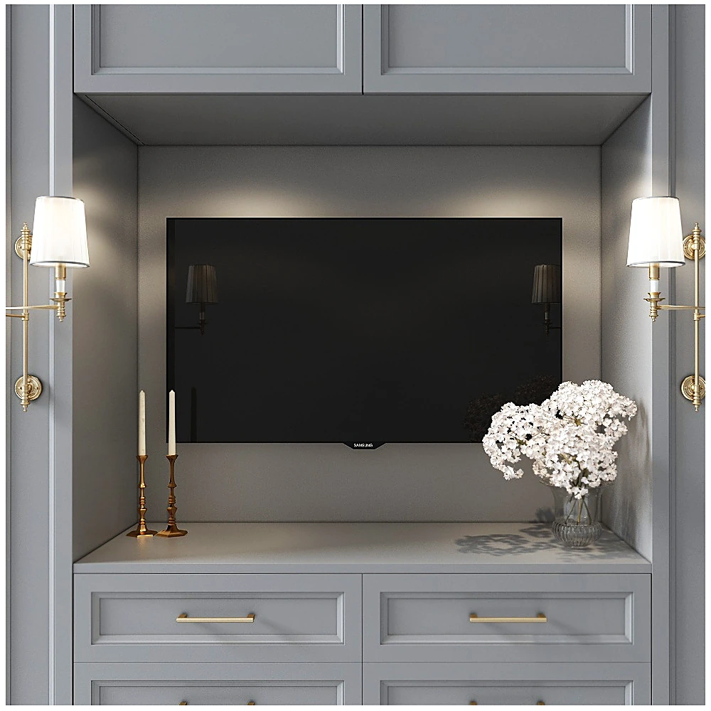 Classic Wardrobe System with Paneling and Brass Hardware (2)