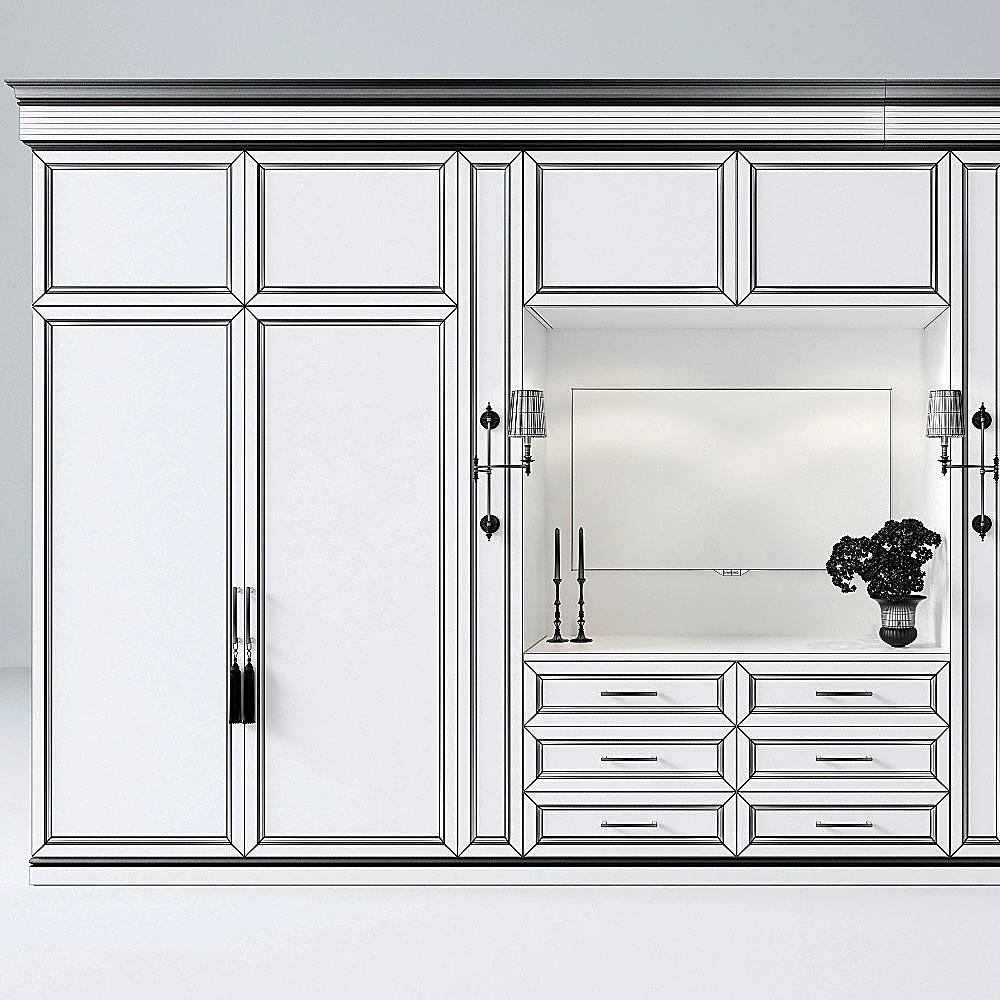 Classic Wardrobe System with Paneling and Brass Hardware (3)