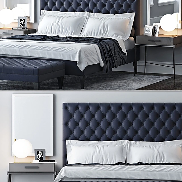 Upholstered Bed with Tufted Headboard