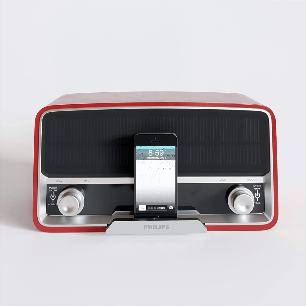 Radio Receiver in retro style + iphone 5s by Philips (2)
