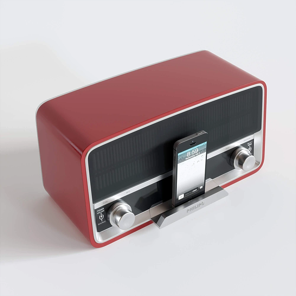 Radio Receiver in retro style + iphone 5s by Philips (3)