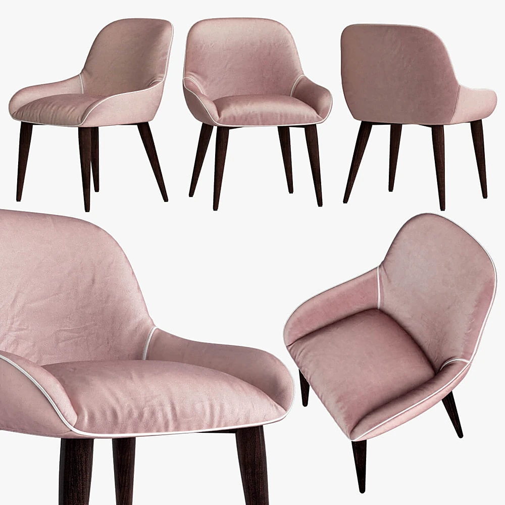 Armchair with Pink Velvet Upholstery