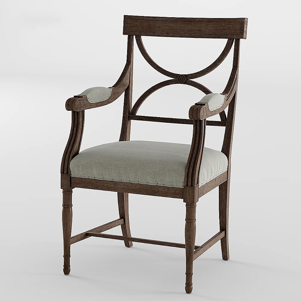 Gustavian X-Back Wooden Chair with Upholstered Seat (2)