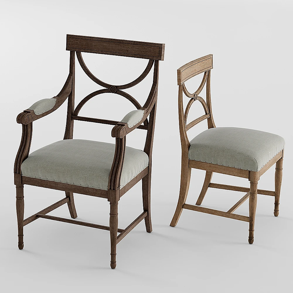 Gustavian X-Back Wooden Chair with Upholstered Seat (3)