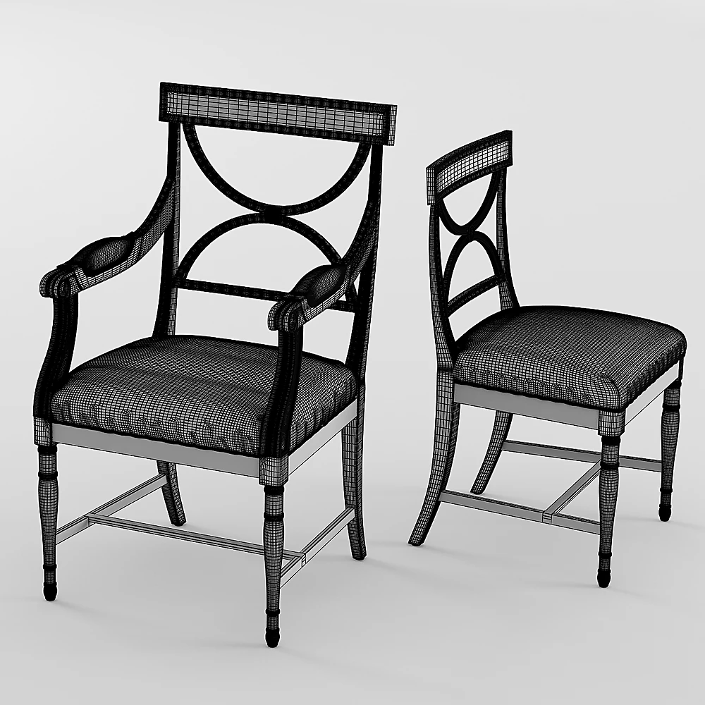 Gustavian X-Back Wooden Chair with Upholstered Seat (4)