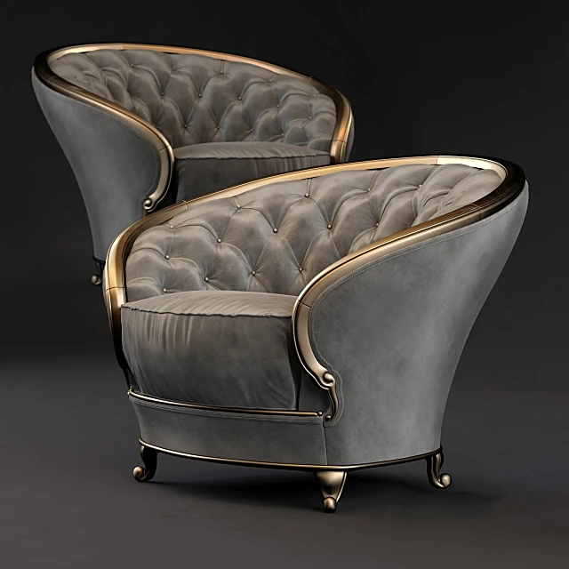 Classic Armchair with Gold Trim