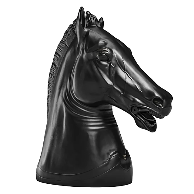 Horse Head Sculpture with Dark Glossy Finish