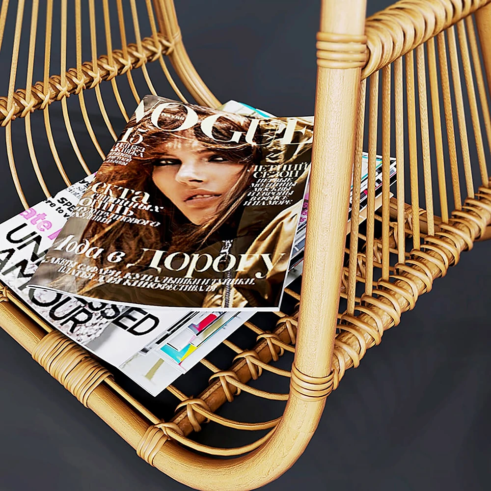 Magazine Rack with Natural Rattan (2)