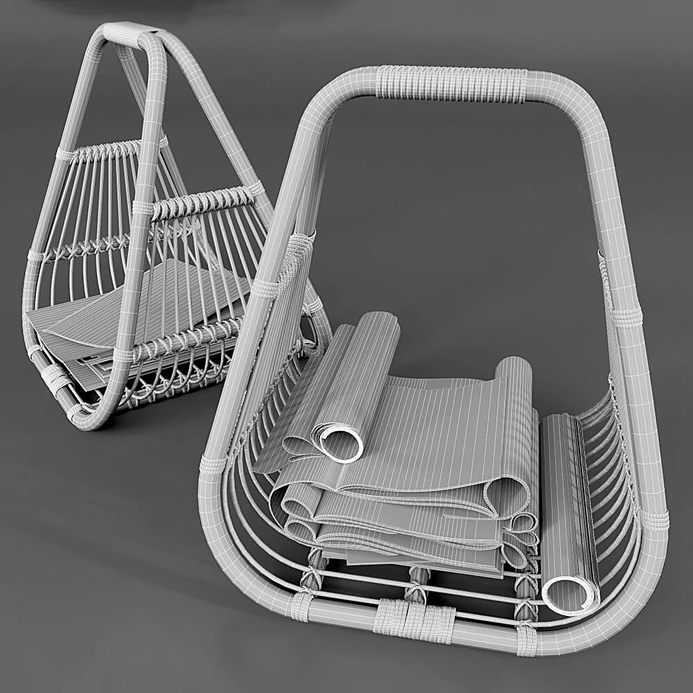 Magazine Rack with Natural Rattan (3)