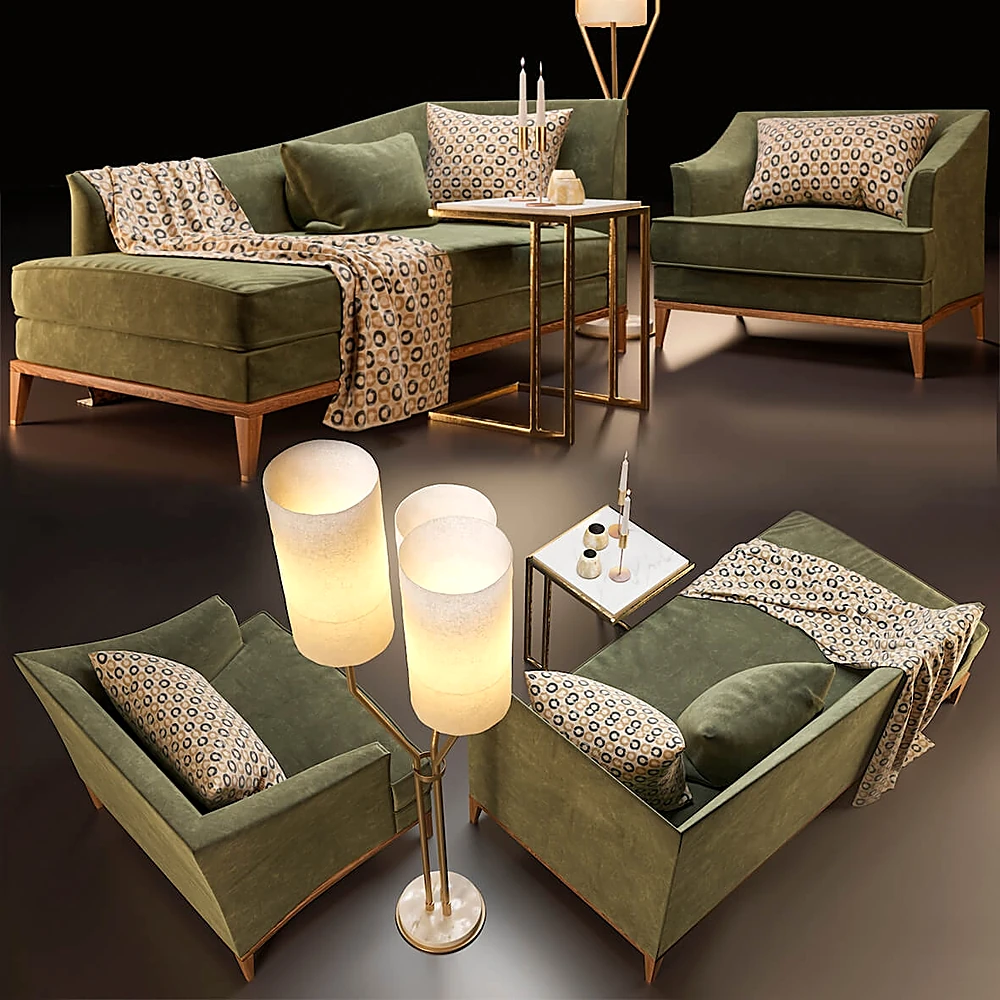 Modern Green Velvet Furniture Set (2)