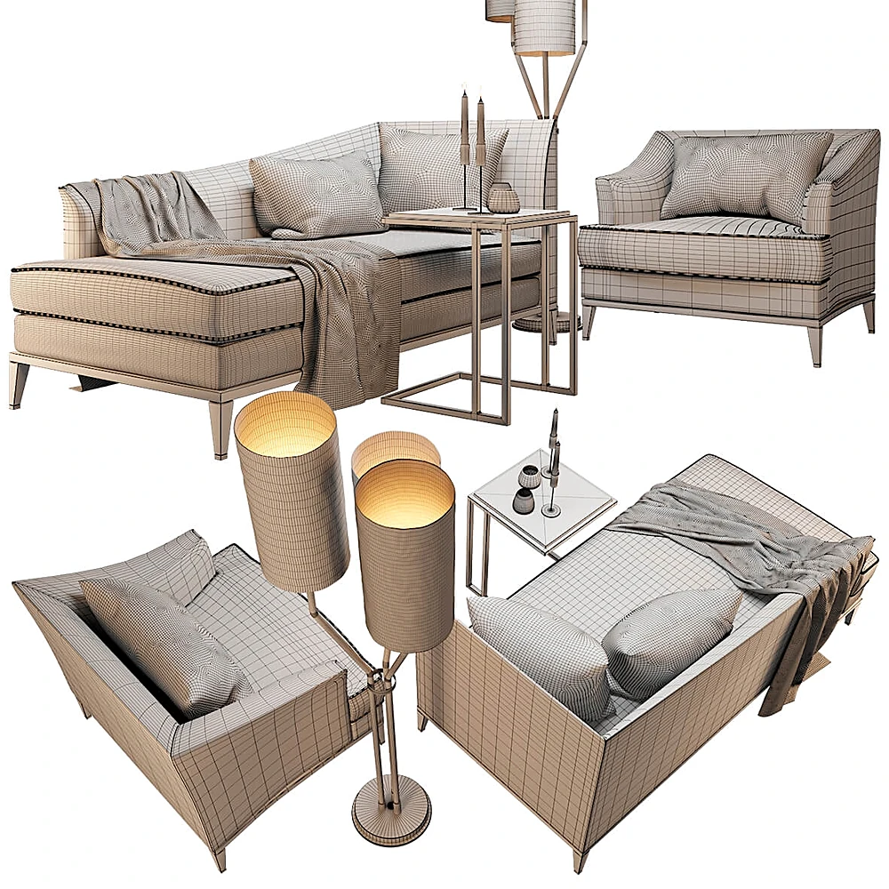 Modern Green Velvet Furniture Set (3)