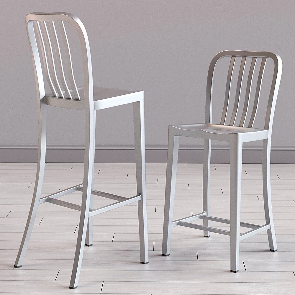 Modern Metal Bar Stools with Upholstered Seats (3)