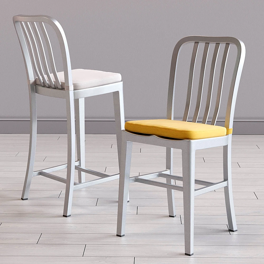 Modern Metal Bar Stools with Upholstered Seats (5)