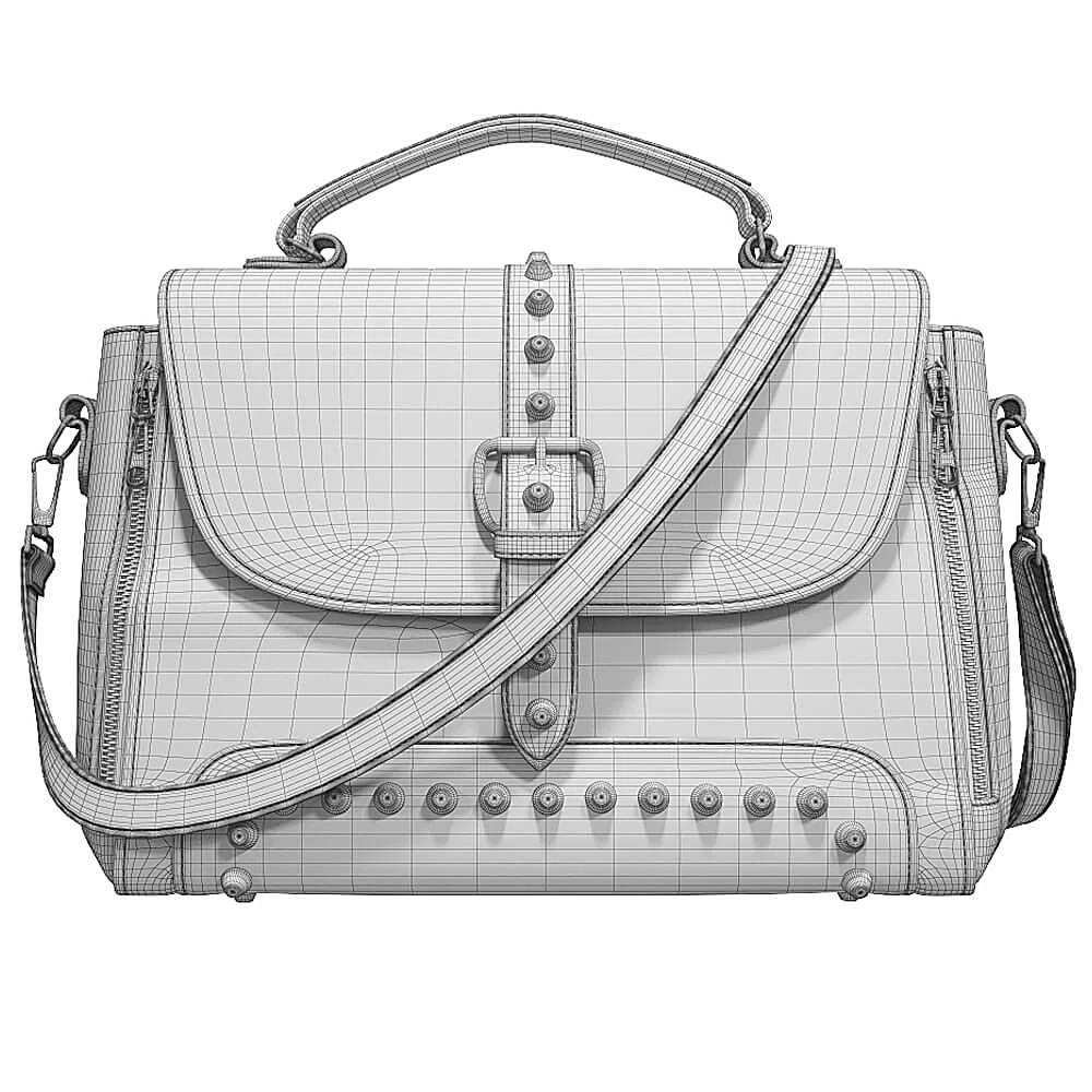 Black Leather Messenger Bag with Studs (6)