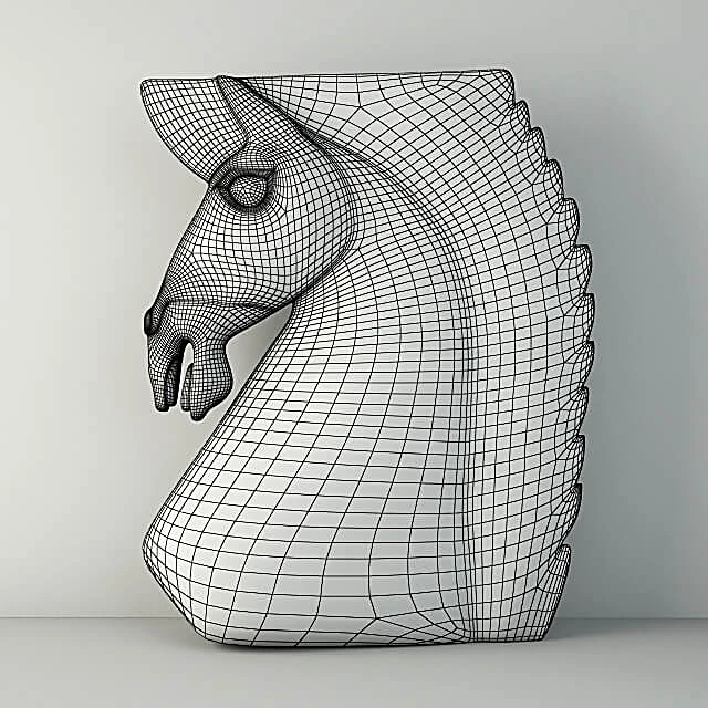 Wood Carved Horse Head with Wavy Mane (2)