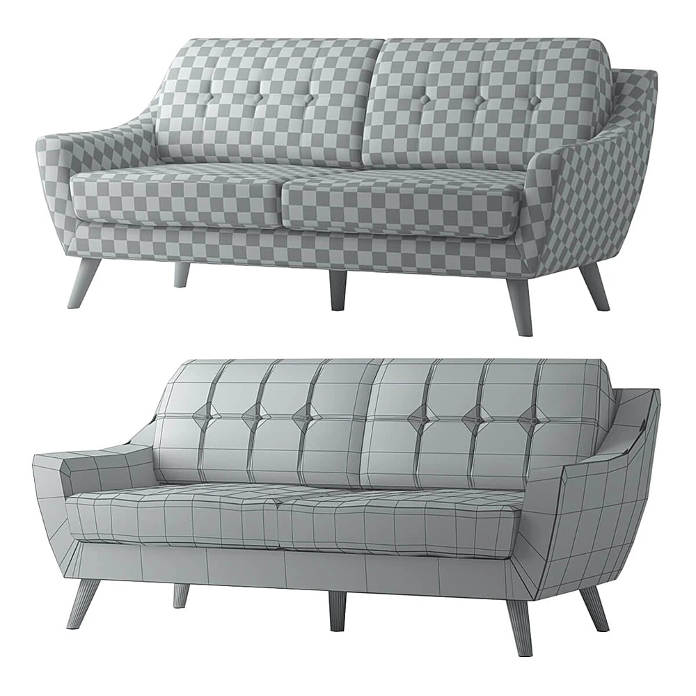 Green Fabric 2-Seater Sofa with Button Tufting (3)