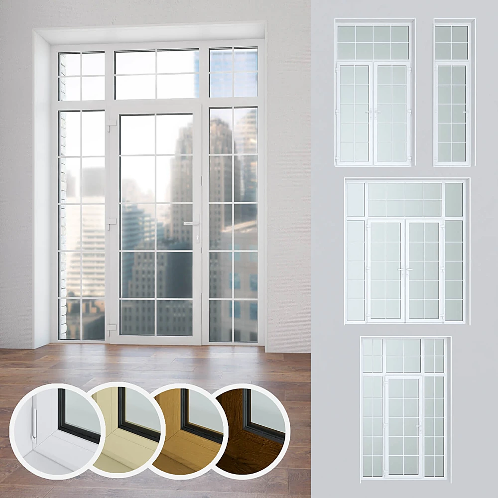 Set of Plastic Windows with Grid Pattern