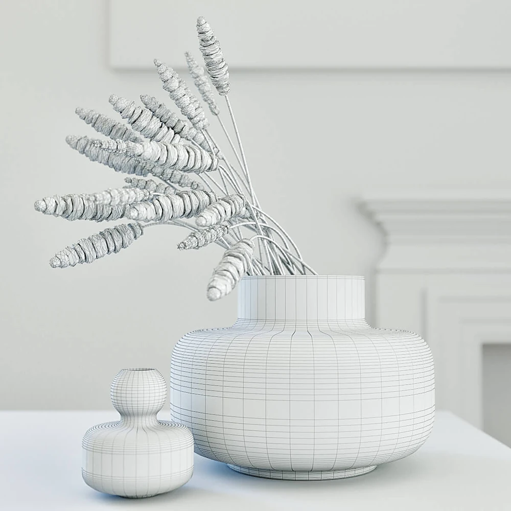 Modern Glass Vase with Grass Arrangement (2)