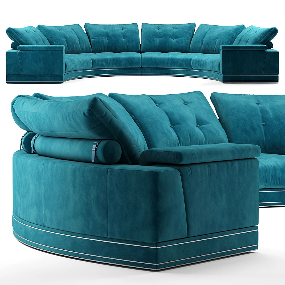 Sectional Sofa Andrew round velvet by Fendi Casa