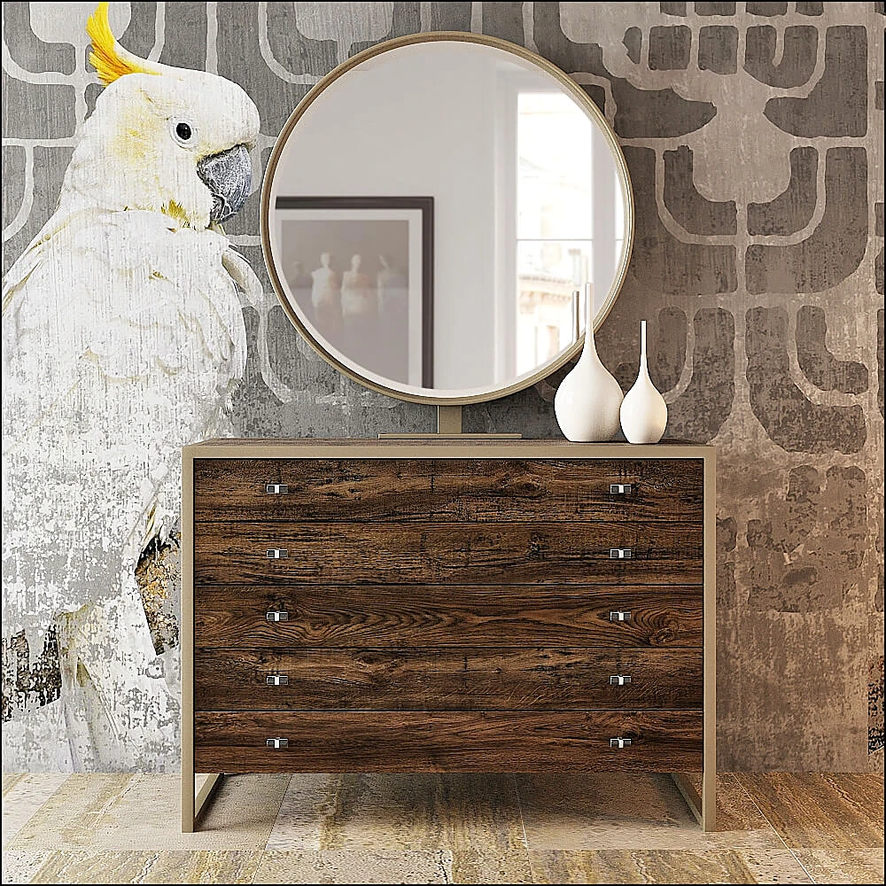 Chest of Drawers with Dark Wood and Metal