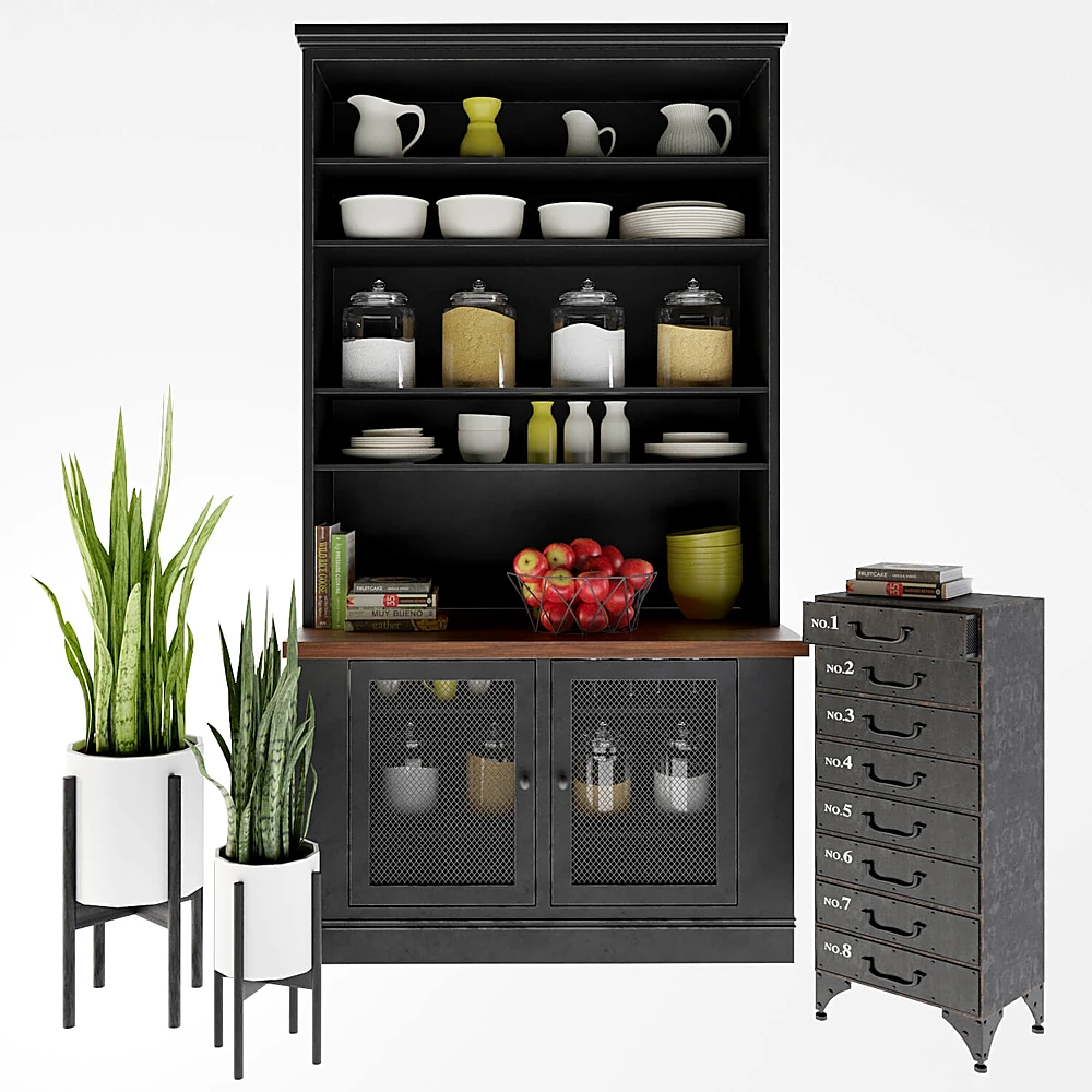 Industrial Storage Set with Rustic Iron and Wood