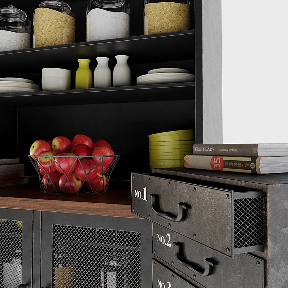 Industrial Storage Set with Rustic Iron and Wood (2)