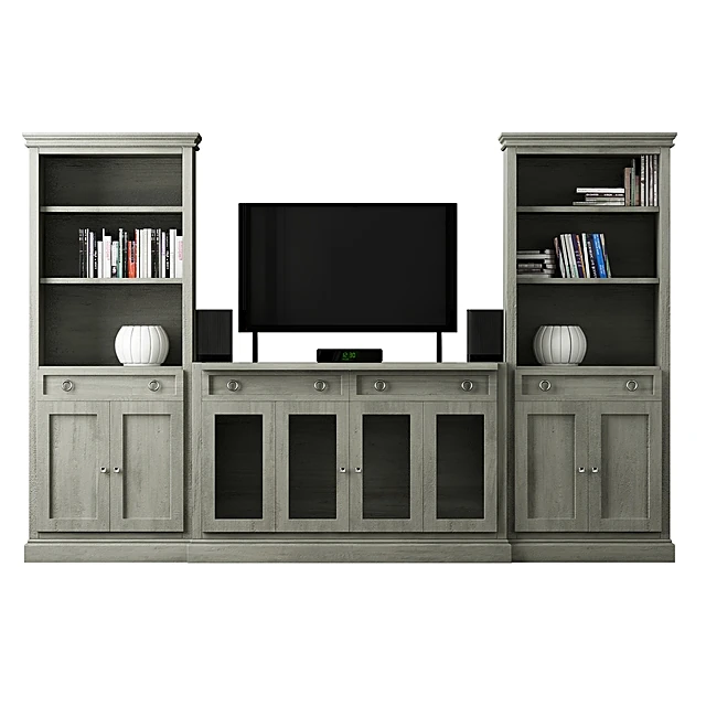 4-Piece Entertainment Unit with Classic Grey Finish