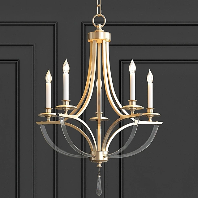 Bent 5-Light Crystal Chandelier