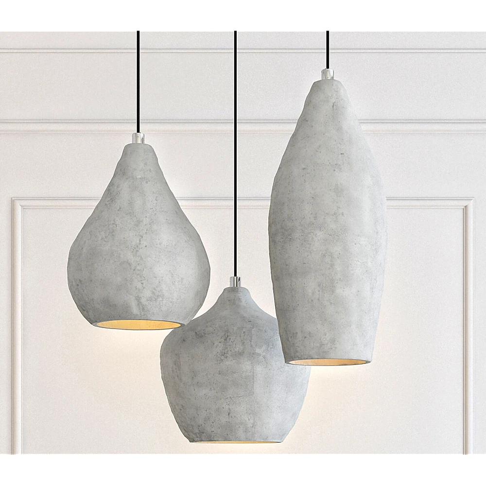 Pendant Lamp with Organic Concrete Shades