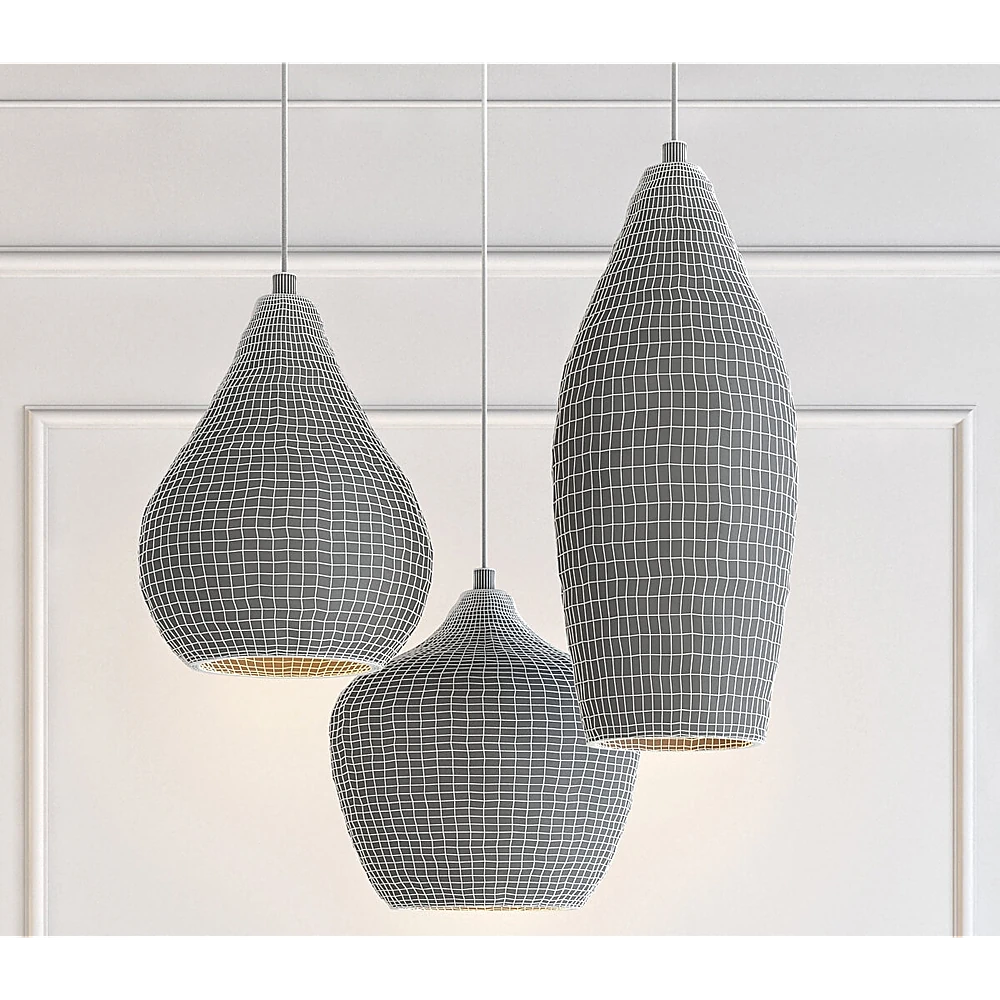 Pendant Lamp with Organic Concrete Shades (2)